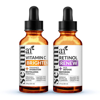Artnaturals Vitamin-C And Retinol Serum  (2 X 1 Fl Oz / 30Ml) - Holiday Gift Set - Wrinkle & Dark Circle Remover (Morning & Night Anti Aging Therapy)  Natural And Moisturizing Treatment (Anaa-0203)
