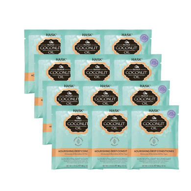 Hask Coconut Nourishing Deep Conditioner Treatments For All Hair Types, Color Safe, Gluten-Free, Sulfate-Free, Paraben-Free - Pack Of 12