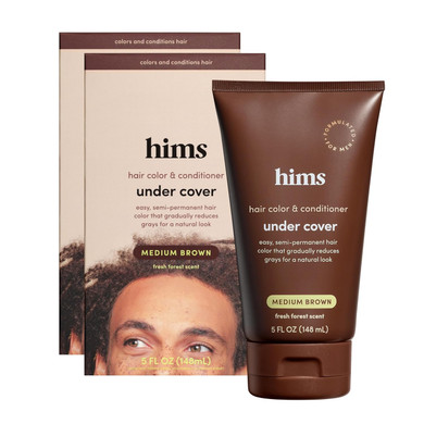Hims Under Cover Hair Color & Conditioner - Medium Brown Color Conditioner For Men - Semi Permanent Hair Color - Color Depositing, Deep Conditioning, Blends Grays - Fresh Forest Scent, 2 Pack