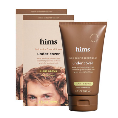 Hims Under Cover Hair Color & Conditioner - Light Brown Color Conditioner For Men - Semi Permanent Hair Color - Color Depositing, Deep Conditioning, Blends Grays - Fresh Forest Scent, 2 Pack