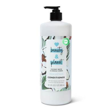 Love Beauty And Planet Volume And Bounty Thickening Conditioner Coconut Water And Mimosa Flower Hair Thickener Products For Fine Hair Silicone-Free, Vegan, 32.3 Oz