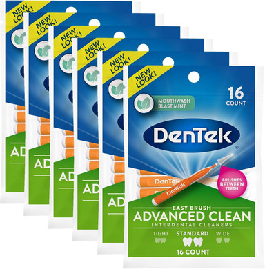 Dentek Easy Brush Interdental Cleaners | Brushes Between Teeth | Standard | Mint Flavor | 10 Count
