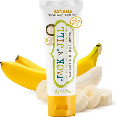 Jack N' Jill Natural Toddler Toothpaste For Baby, Kids And Infants 6 Months & Up, Fluoride Free Training Toothpaste For Toddlers 1-3, 40% Xylitol, Bpa Free - Banana, 1.76 Oz (Pack Of 1)