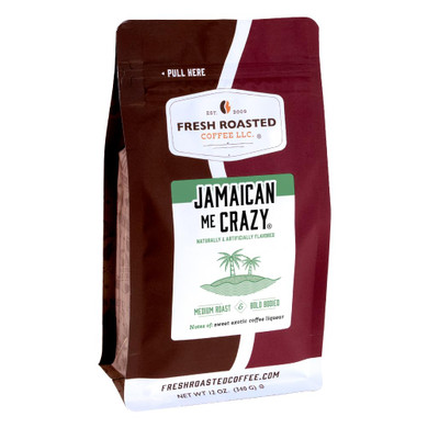 Fresh Roasted Coffee, Jamaican Me Crazy Flavored Coffee, 12 Oz, Medium Roast, Kosher, Whole Bean