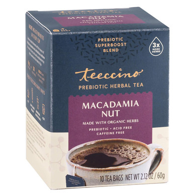 Teeccino Macadamia Nut - Prebiotic Superboostã¢Â Herbal Tea - Support Your Probiotics With Vegan Gos & Organic Xos For Good Gut Health - Digestive Dessert Tea, 10 Tea Bags