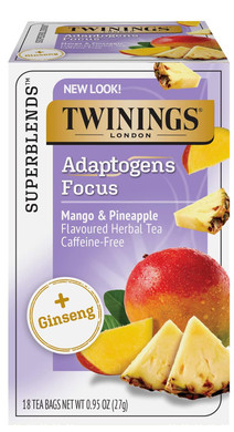 Twinings Superblends Adaptogens Focus With Ginseng Flavoured Mango & Pineapple Herbal, Caffeine-Free, 18 Tea Bags (Pack Of 6), Enjoy Hot Or Iced