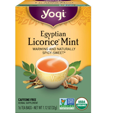 Yogi Tea Egyptian Licorice Mint Tea - 16 Tea Bags Per Pack (4 Packs) - Caffeine-Free Organic Tea - Includes Peppermint Leaf, Licorice Root, Cinnamon Bark, Cardamom Pod, Ginger Root & More