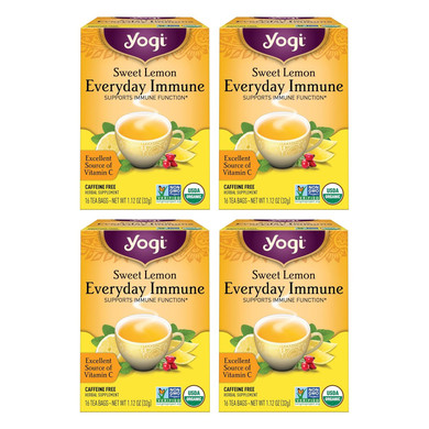 Yogi Tea Sweet Lemon Everyday Immune Tea - 16 Tea Bags Per Pack (4 Packs) - Daily Immune Support Tea - Delicious Lemon Tea Bags - Includes Tulsi, Lemongrass, Rose Hip, Lemon Peel & More