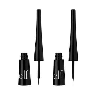 E.L.F. Expert Liquid Liner (Pack Of 2), High-Pigmented, Extra-Fine Liquid Eyeliner For Precise Definition, Long-Lasting, Vegan & Cruelty-Free, Jet Blackjet Black