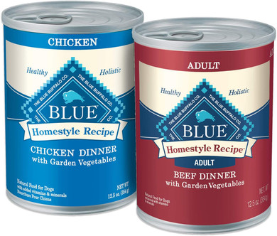 Blue Buffalo Homestyle Recipe Natural Adult Wet Dog Food, Chicken & Beef 12.5-Oz Cans (24 Count- 12 Of Each Flavor)