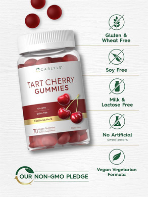 Carlyle Tart Cherry Gummies | 2000Mg | 70 Count | Cherry Flavor | Vegan, Non-Gmo, And Gluten Free Formula
