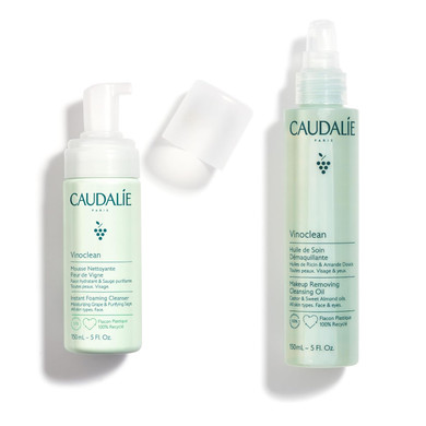 Caudalie Vinoclean Makeup Removing Cleansing Oil And Instant Foaming Cleanser Duo