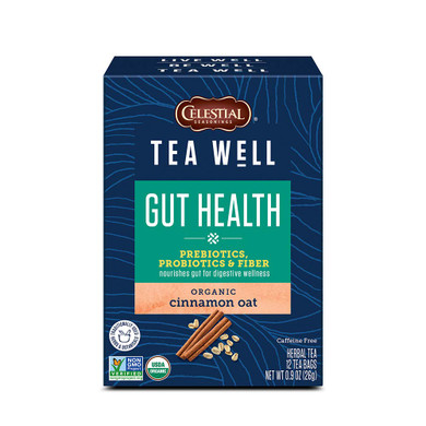 Celestial Seasonings Teawell Herbal Tea, Gut Health, Organic Cinnamon Oat, 12 Count (Pack Of 6)