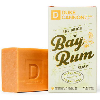 Duke Cannon Supply Co. Big Brick Of Bay Rum Soap, 10 Oz - Superior Grade Men'S Soap With Aromatic Summer Scent Of Citrus Musk, Cedarwood And Island Spice