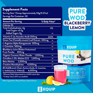 Equip Foods Purewod Natural Pre-Workout Energy Powder & Grass-Fed Beef Organs