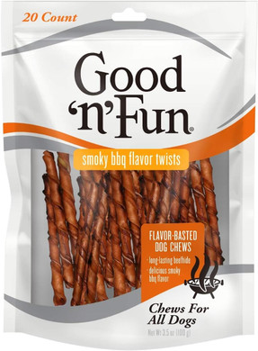 Good ÃÂNã¢Â Fun Smoky Bbq Flavor Twists, Chews For All Dogs 20 Count (Pack Of 1)