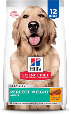 Hill'S Science Diet Perfect Weight, Adult 1-6, Weight Management Support, Dry Dog Food, Chicken Recipe, 12 Lb Bag
