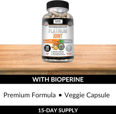 Kaya Naturals Platinum Joint | Nature Made Bioperine, Glucosamine, Turmeric With Boswellia, Healthy Natural Joint Support, Turmeric Curcumin 1334Mg - 30 Capsules