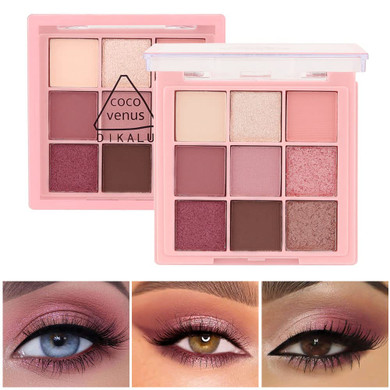 Amy'S Diary Pink Eye Shadow Palettes,9 Colors Pink Rose Shimmer Matte High Pigmented Glitter Pallete Eyeshadow Makeup Colorful Lasting Waterproof Makeup Eyeshadow Palettef