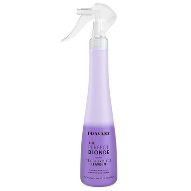 Pravana The Perfect Blonde Seal & Protect Leave-In Conditioner Spray Treatment Detangler | Neutralizes Brassy, Yellow Tones | For Color-Treated Hair | Adds Strength, Shine, Elasticity