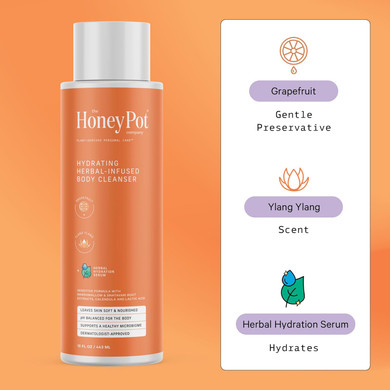 The Honey Pot Company - Heavy Daytime & Grapefruit Body Cleanser Bundle - Pads Insused W/Essential Oils - Hydrating Body Wash To Moisturize & Cleanse Skin - Feminine Care - Sanitary Pads - Fsa & Hsa