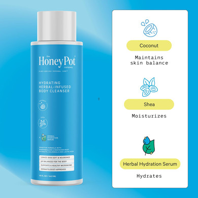 The Honey Pot Company - Heavy Liners & Coconut Shea Body Cleanser Bundle - Pads Infused W/Essential Oils - Body Wash To Moisturize & Cleanse Skin - Sanitary Pads - Feminine Care - Fsa & Hsa Eligible