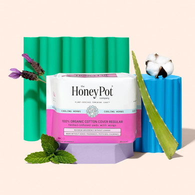 The Honey Pot Company - Herbal Pads For Women - Regular Flow W/Wings - Infused W/Essential Oils For Cooling Effect & Organic Cotton Cover - Sanitary Pads For Women - Feminine Care - Fsa & Hsa - 20Ct