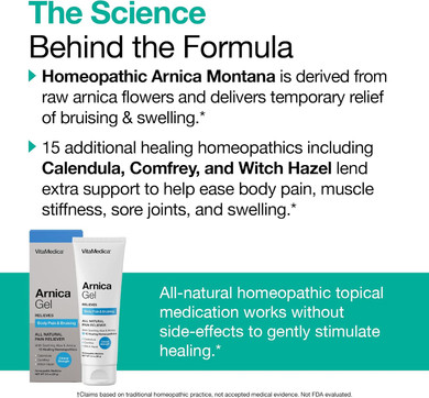 Vitamedica | Arnica Montana | Tablets & Gel Kit | Bruising | Swelling | Calendula | Comfrey | Witch Hazel | Soothing Aloe | 150 Tablets | 3 Ounce Gel | Water Based | Made In Usa | Temporary Reliefã¢Â