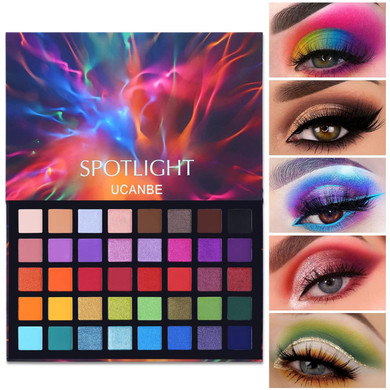 UCANBE Spotlight Eyeshadow Palette Professional 40 Color Eye Shadow Matte Shimmer Makeup Pallet Highly Pigmented Colorful Powder Long Lasting Waterproof Eye ShadowPalette A