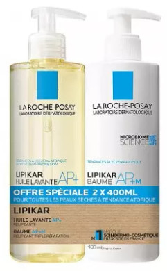 La Roche-Posay Lipikar Huile Lavante Ap+ 400 Ml + Baume Relipidant 400 Ml Special Offer