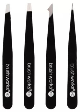Brushworks Set Of 4 Tweezers