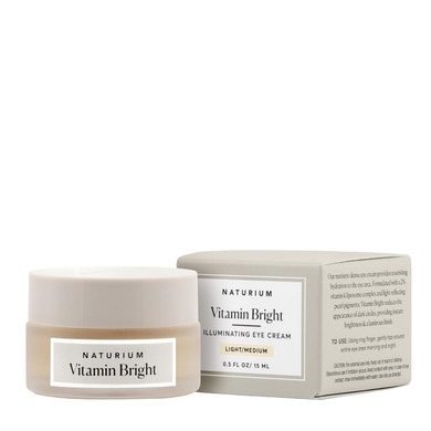 Naturium Vitamin Bright Illuminating Eye Cream, Under Eye Repair Cream For Dark Circles, With Vitamin K, Phyto-Complex, & Mineral Pigments, Light/Medium, 0.5 Ozlight