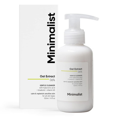 Minimalist 6% Oat Extract Gentle Face Wash For Sensitive, Dry & Dehydrated Skin | Hyaluronic Acid Provides Hydration | For Women & Men | 4 Fl Oz / 120 Ml