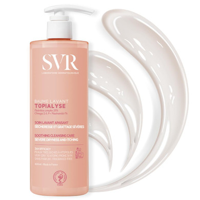 Svr Topialyse Cleansing Balm For Dry Itchy & Sensitive Skin With Niacinamide. Fragrance-Free, Soothing Face & Body Wash. 24Hr Nourishing Protective Cleanser, 13.5 Fl.Oz
