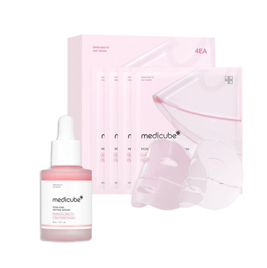 Medicube Salmon Dna Pdrn Duo For Beginner - Salmon Dna Pdrn Pink Collagen Jelly Gel Mask (4Ea) + Salmon Dna Pdrn Pink Peptide Serum, Pink Glow Serum