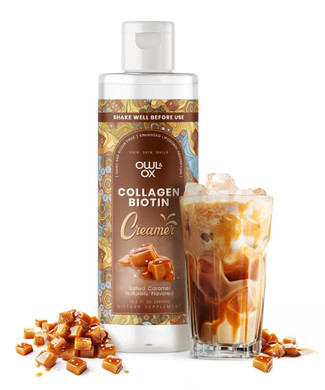 Owl & Ox Collagen Coffee Creamer With Biotin Healthy Hair, Skin And Nails | Liquid Blend, Gluten Free, Sugar Free, Dairy Free, & Keto Friendly | Salted Caramel | 30 Servings