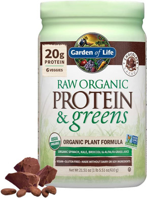 Garden Of Life Raw Organic Protein & Greens - Vanilla - Vegan Protein Powder For Women And Men, Plant Protein, Pea Protein, Greens & Probiotics - Dairy Free, Gluten Free Low Carb Shake, 20 Servings