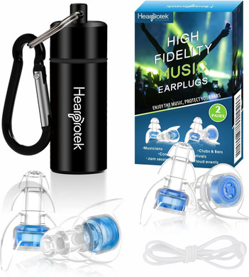 Hearprotek Concert Ear Plugs, 2Pairs Reusable High Fidelity Musician Ear Plugs For Concerts Loud Music-Noise Reduction Ear Protection Earplugs For Rave,Festival,Music,Tinnitus Relief