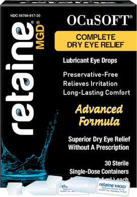 Ocusoft Retaine Mgd Ophthalmic Emulsion - Complete Dry Eye Relief - Soothes Red & Irritated Eyes - 30 Count Preservative-Free Single-Use Containers - 0.01 Fl Oz