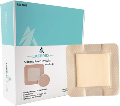 Awd Medical Bordered Silicone Foam Dressing - Bedsore Bandages - Absorbent, Waterproof Silicone Bandages, Large Bandages For Wounds, Wound Dressing First Aid Bandage For Wound Care - 10 Pack - 4" X 4"