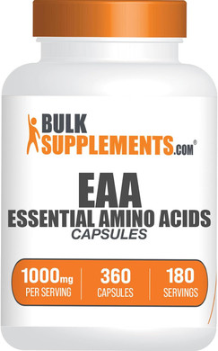 Bulksupplements.Com Essential Amino Acids Capsules - Eaa Capsules, Essential Amino Acids Supplement, Eaas Amino Acids - Eaa Supplements, 2 Capsules Per Serving, 180-Day Supply, 360 Capsules