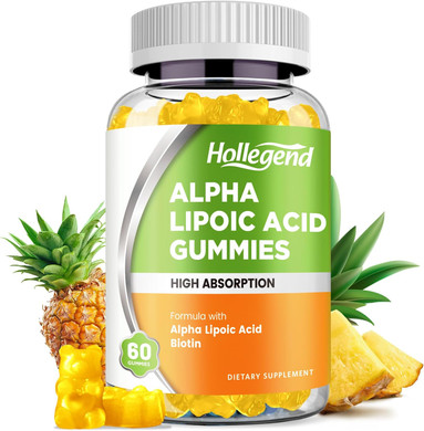 Alpha Lipoic Acid Gummies 1000Mg With Biotin, High Absorption Chewable Ala Supplement For Antioxidant, Brain Health And Nerve Support, Pineapple Flavor, Sugar Free, 60 Chews