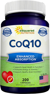 Asquared Nutrition Coq10 (400Mg Max Strength, 200 Capsules) - High Absorption Vegan Coenzyme Q10 Powder - Ubiquinone Supplement Pills, Extra Antioxidant Co Q-10 Enzyme Vitamin Tablets, Coq 10 400 Mg