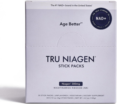 Tru Niagen Nad+ Booster With Hydration & Prebiotic Support Award-Winning Nicotinamide Riboside Mixing Powder For Cellular Energy, Repair & Healthy Aging - 30Ct/300Mg Stick Packs: On-The-Go Supplement