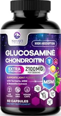 Glucosamine Chondroitin Supplements Msm Complex - Antioxidant & Joint Support With Turmeric, Boswellia, Quercetin - For Occasional Discomfort Of Joints, Back, Hands, Knees & Mobility - 60 Capsules