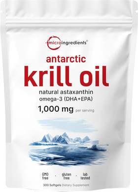 Micro Ingredients Antarctic Krill Oil Supplement, 2,000Mg Per Serving, 240 Softgels, Triple Strength, Rich In Omega-3S Epa, Dha & Natural Astaxanthin, Supports Immune System & Brain Health
