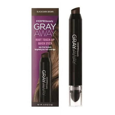 Everpro Gray Away Root Touch Up Quick Stick in Black/Dark Brown, an easy-to-use crayon for instant gray coverage.