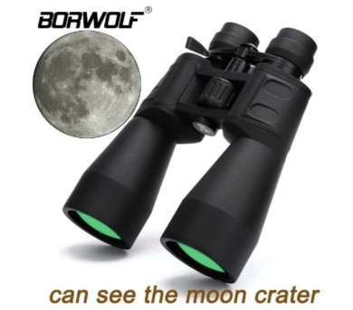 Borwolf 10-380X100 Zoom Binoculars: adjustable magnification from 10X to 60X, 60mm objective lenses, BAK4 prisms, multi-coated optics, suitable for long-range observation.