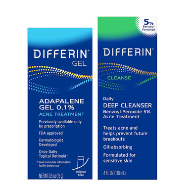 Differin Acne Skin Care Kit, Differin Gel Retinoid Acne Treatment For Face With 0.1% Adapalene & 5% Benzoyl Peroxide Face Wash & Body Wash, Designed For Pimple And Acne Prone Skin