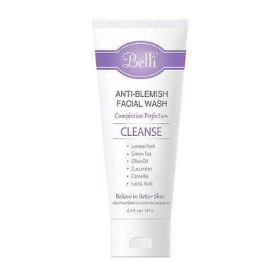 Belli Skincare Anti-Blemish Facial Wash Gel Cleanser | Anti Acne For Sensitive Skin, Pregnancy Safe, Natural Extract Face Wash For All Skin Types | 6.5 Ounce